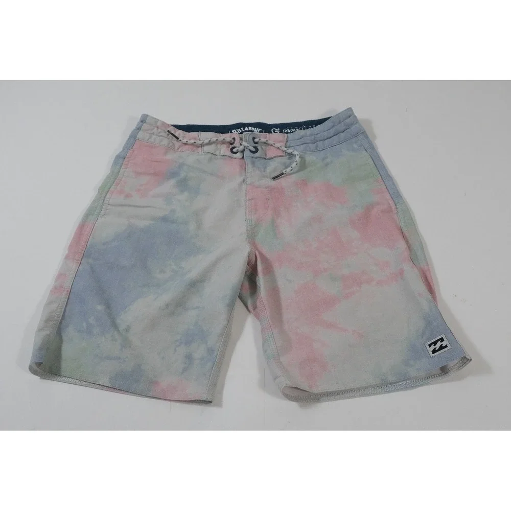 Billabong‎ Board Shorts Boys 25 Pink Blue Sundays Lo Tide Tie Dye Recycler Swim